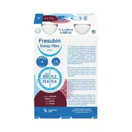 FRESUBIN ENERGY Fibre DRINK Bouteille à boire en cerisier, 4X200 ml