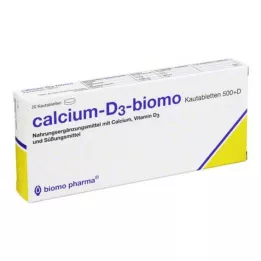 CALCIUM-Comprimés à croquer D3-biomo 500+D, 20 pcs