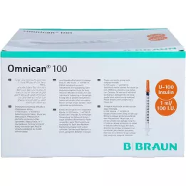 OMNICAN Insulinspr.1 ML U100 M.KAN.0.30x8 mm Single., 100x1 pc