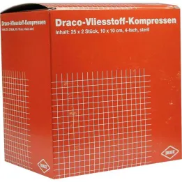 Compresses non tissées 10x10 cm stériles 4 fois, 25x2 pièces