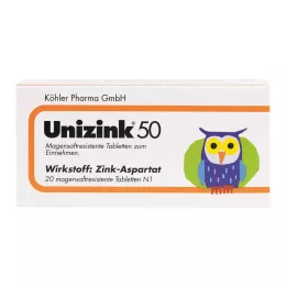 UNIZINK 50 comprimés gastro-résistants, 20 pcs