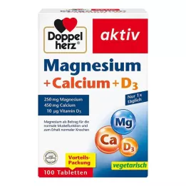 DOPPELHERZ Comprimés de magnésium + calcium + vitamine D3, 100 pièces