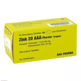 ZINK 20 AAA-Dragées Pharma, 50 pcs
