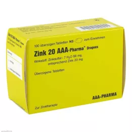 ZINK 20 AAA-Dragées Pharma, 100 pcs