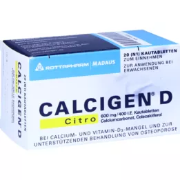 CalciGen D CITRO 600 mg / 400 I.E. Comprimés à mâcher, 20 pc