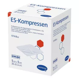 ES-KOMPRESSEN stérile 5x5 cm 8 voies, 25X2 pcs