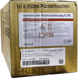 ISOTONISCHE Solution saline 0,9% solution infusée plastique, 10X250 ml