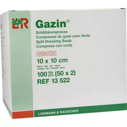 GAZIN Compresses fendues 10x10 cm stériles 8 plis, 50X2 pcs