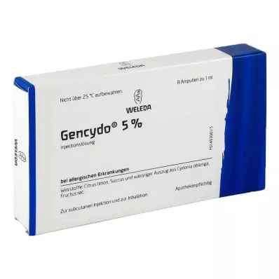GENCYDO Solution injectable à 5 %, 8 pièces