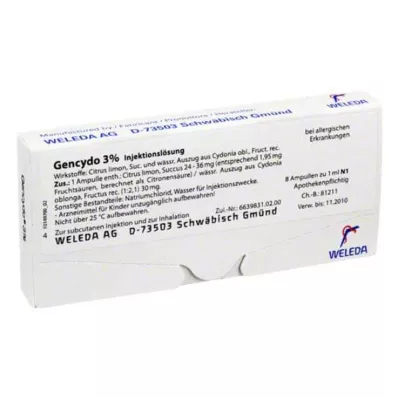 GENCYDO Solution injectable à 3 %, 8 pièces GENCYDO Solution injectable à 3 %, 8 pièces