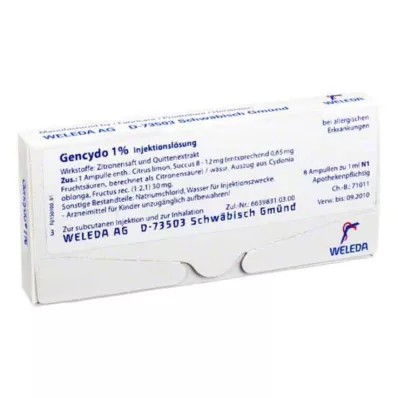 GENCYDO Solution dinjection à 1%, 8 pc