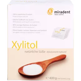 MIRADENT Sachets de poudre de substitut de sucre au xylitol, 100 x 4 g