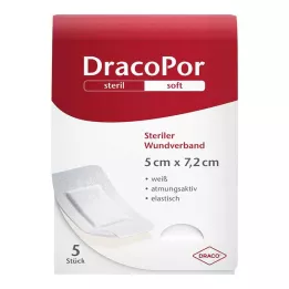 DRACOPOR Pansement pour plaies 5x7,2 cm stérile, 5 pièces