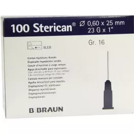 STERICAN Canules Luer-Lok 0,60x25 mm Gr.16 Bleu, 100 pc