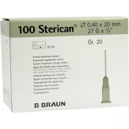 STERICAN Canule LUER-LOK 0,40x20 mm Taille 20 Gris, 100 pc