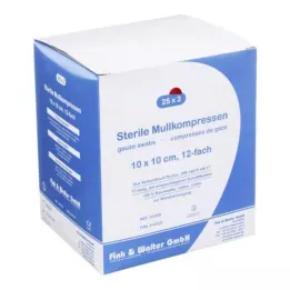 MULLKOMPRESSEN 10x10 cm stérile 12 fois, 25X2 pcs
