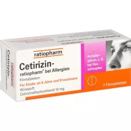Cétirizin-ratiopharm dans les allergies 10 mg dessinés au film, 7 pc