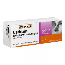 CETIRIZIN-ratiopharm pour les allergies 10 mg comprimés pelliculés, 50 pcs