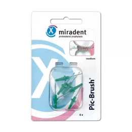 MIRADENT Interd.Pic-Brush brosse de rechange moyenne verte, 6 pièces