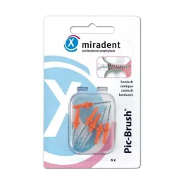 MIRADENT Brosse de rechange Interd.Pic-Brush conique orange, 6 pièces