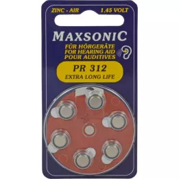 BATTERIEN pour les aides auditives Maxsonic PR312, 6 pièces