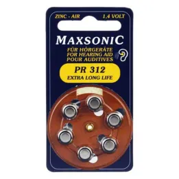 Piles pour appareils auditifs Maxsonic PR312, 6 pc