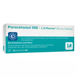 PARACETAMOL Comprimés pharmaceutiques 500-1A, 20 pièces