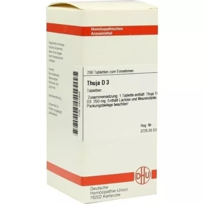 THUJA d 3 comprimés, 200 pc