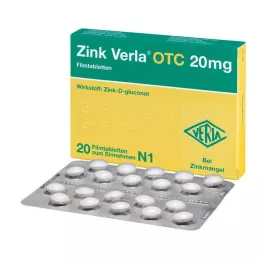 ZINK VERLA OTC Comprimés pelliculés à 20 mg, 20 pcs