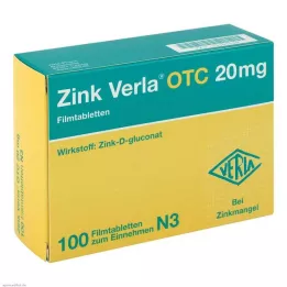 ZINK VERLA OTC Comprimés pelliculés à 20 mg, 100 pcs