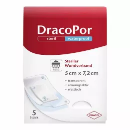 DRACOPOR Pansement imperméable pour plaies 5x7,2 cm stérile, 5 pièces