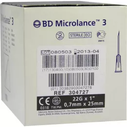 BD MICROLANCE Canule 22 G 1 0,7x25 mm, 100 pièces