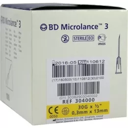 BD MICROLANCE Canule 30 G 1/2 0,29x13 mm, 100 pc