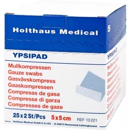 MULLKOMPRESSEN Ypsipad 5x5 cm stérile 8 plis, 25X2 pcs