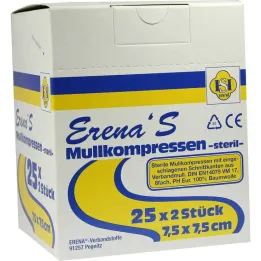 Compresse de gaze stérile Erena 7,5x7, 25x2 pc