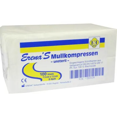 Compresse de gaze non stérile Erena 7,5, 100 pièces