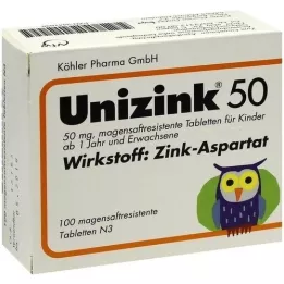 UNIZINK 50 comprimés résistants gastriques, 100 pc