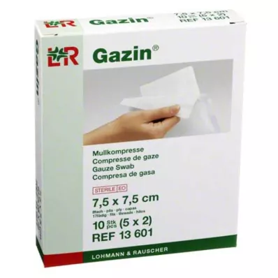 GAZIN Compresse de gaze stérile 7,5 x 7,5 cm, 8 plis, 5 x 2 pièces
