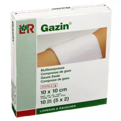 GAZIN Compresse de gaze 10x10 cm stérile 8 plis, 5X2 pcs