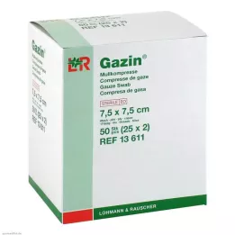 GAZIN Compresse de gaze 7,5 x 7,5 cm stérile 8 plis, 25 x 2 pièces