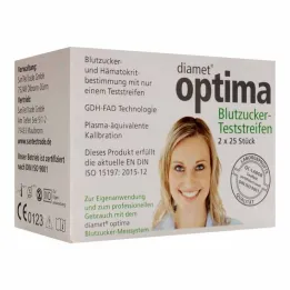 Bandelettes de test de glycémie Diamet optima 2en1, 2x25 pièces