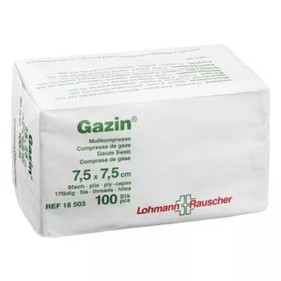 GAZIN Compresse de gaze 7,5 x 7,5 cm non stérile, 8 voies, 100 pièces GAZIN Compresse de gaze 7,5 x 7,5 cm non stérile, 8 voies, 100 pièces