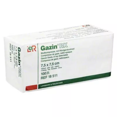 GAZIN Compresse de gaze 7,5 x 7,5 cm non stérile 12 plis RK, 100 pcs