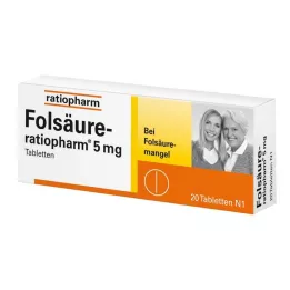 FOLSÄURE-RATIOPHARM Comprimés de 5 mg, 20 pièces