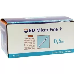 BD MICRO-FINE+ insulinspr.5 ml U100 12,7 mm, 100x0,5 ml