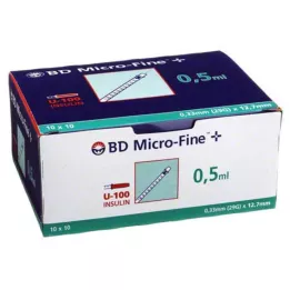 BD MICRO-FINE+ Seringue à insuline 0,5 ml U100 12,7 mm, 100X0,5 ml