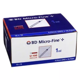 BD MICRO-FINE+ Seringue à insuline 1 ml U100 12,7 mm, 100X1 ml
