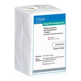 HÖGA-KOMPRESSEN OP 7,5x7,5 cm Unstertil 8 -fold, 100 pc