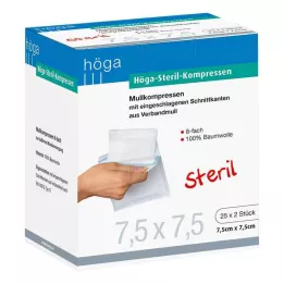 HÖGA-KOMPRESSEN 7,5 x 7,5 cm stérile 8 voies, 25 x 2 pièces
