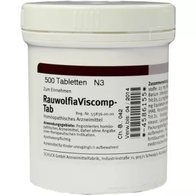 RAUWOLFIAVISCOMP TAB Comprimés, 500 pièces